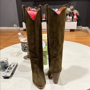 Isabel Marant Olive Suede Heeled Boots